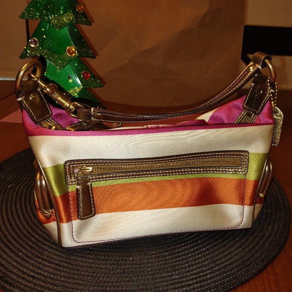 Satin Coach Legacy Stripe Bag - Picture 1 of 6